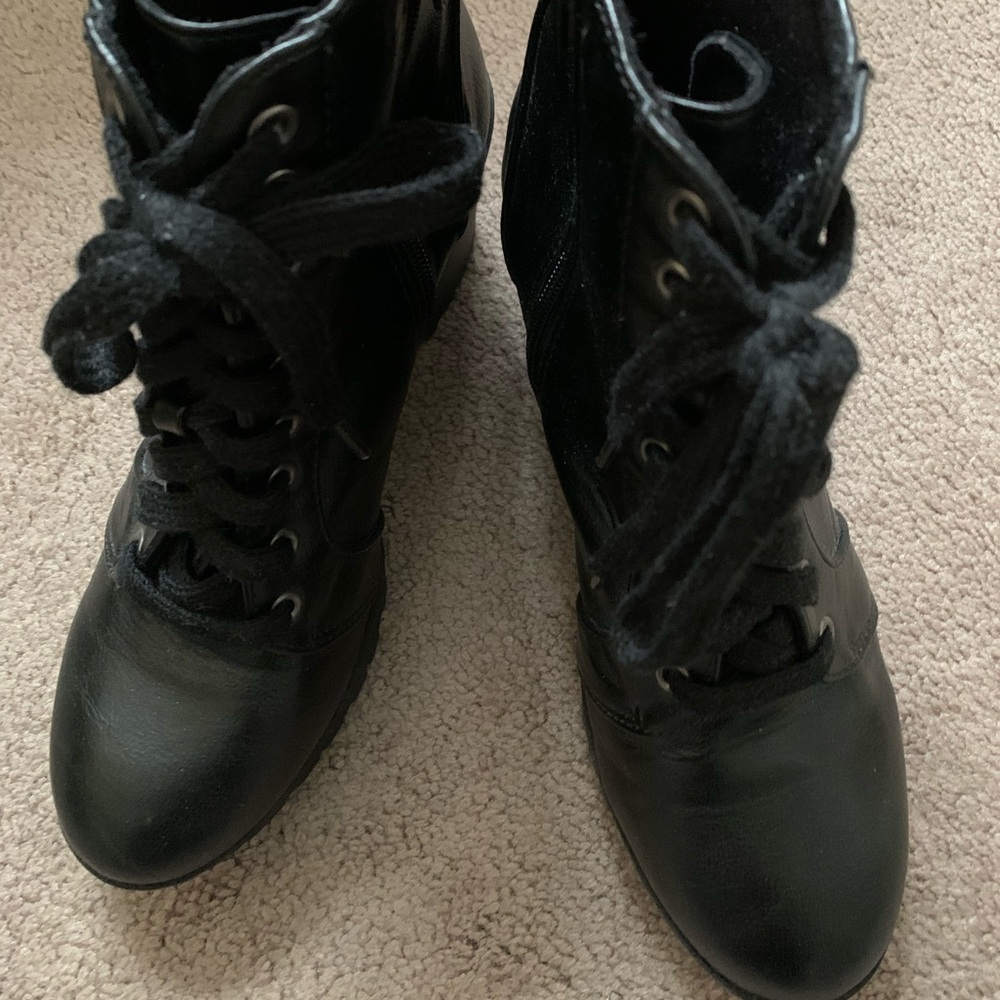 Women’s Black Leather Combat Boots.